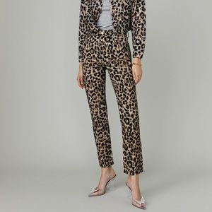 Reformation - Leopard High Rise Straight Jeans